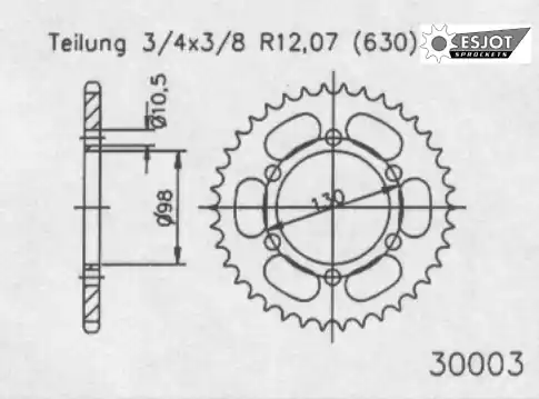 ESJOT - REAR STEEL 35T, 630 - Sprockets - Compatibel met Kawasaki Z 900 Bestel Nu